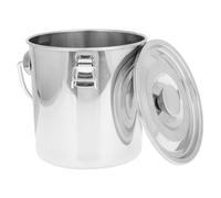 BATHVEVE Seau Ménager Scellé en Acier Inoxydable Portable Couvercle à Verrouillage, Seau D'extinction D'incendie Compact Design Simple et Structure Bien Conçue