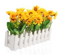 BATHVEVE Tournesol Artificiel Pot Réaliste avec Clôture Décoration de Bureau et Intérieur Fleurs Artificielles Compactes pour Salon et Boutique