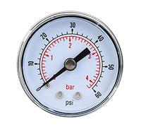 Bâti arrière 1 8 "de manomètres axiaux industriels de manomètre mécanique BSPT pour l'essai de pression d'eau air boîtier extérieur en métal(0 60psi,0