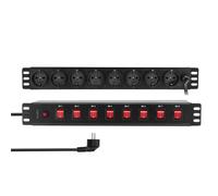 Bâti de prises 19" LogiLink 8x, commutation individuelle, noir
