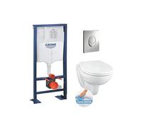 Rapid SL Bâti Support autoportant, cuvette Bau Ceramic sans bride avec abattant frein de chute (AutoportantBAU2)