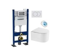 Bâti-support Duofix + WC sans bride SAT + abattant SoftClose + jeu de pieds autoportants + plaque Delta01 (DelanoTQGebX)