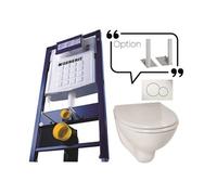Bâti-support en applique + cuvette WC courte + abattant et plaque de commande sans jeu de pieds autoportant - GEBERIT - PROMO4