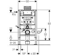 Bâti-support Geberit Duofix pour WC suspendu, 82 cm, avec réservoir à encastrer Omega 12 cm (111.003.00.1)