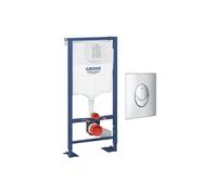 Bâti-support WC autoportant Solido avec plaque de commande Skate Air chromée