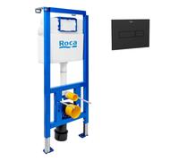 Bâti-support WC suspendu, installation sur cloison légère, hauteur 112 cm, chasse 2/4-6 L + plaque noir mat (ROB02-FR)
