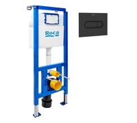 Bâti-support WC suspendu, installation sur cloison légère, hauteur 112 cm, chasse 2/4-6 L + plaque noir mat (ROB01-FR)