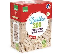Vilac – Planchettes Batibloc Classic 2134 en bois massif, 200 pièces, beige