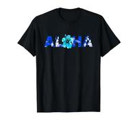Batik Fleur d'hibiscus Teintes Bleues Surf Voyage, Vacances Lune de Miel T-Shirt Graphique avec Valeur, Homme, Noir, S