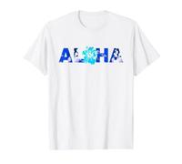 Batik Fleur d'hibiscus Teintes Bleues Surf Voyage, Vacances Lune de Miel T-Shirt Graphique avec Valeur, Homme, Blanc, S