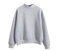 Batik Sweat à capuche décontracté pour femme - Simple - Couleur unie - Manches longues - Col rond - Haut chemisier en tissu, gris, M