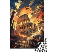 Bâtiment Ancien Coucher Soleil Oiseaux Puzzle, 1000 Pièces Jeu Intérieur | 38x26cm Carton, Exercice Mental, Ajustement Précis, Amateurs De Puzzles, Réduction Du Stress
