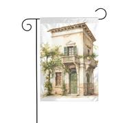 Bâtiment antique avec branche d'olivier romaine et drapeau de jardin grec double face 30 x 45 cm, drapeaux de décoration de vacances en plein air, drapeau de cour durable