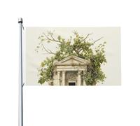 Bâtiment antique avec branche d'olivier romaine et drapeau grec extérieur quatre saisons drapeau de vacances double face avec boutonnière fond décoratif fournitures de fête