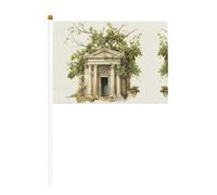 Bâtiment antique avec branche d'olivier romaine et drapeaux grecs double face agitant et mini drapeaux à bâton, adaptés pour la décoration de fête et les activités d'équipe