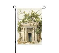 Bâtiment antique avec branche d'olivier romaine et imprimé grec, 30,5 x 45,7 cm, drapeau floral de jardin toutes saisons, décoration de cour épaisse pour pelouses