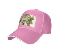 Bâtiment antique avec branche d'olivier romaine et imprimé grec, chapeau sandwich neutre, style casquette de baseball réglable pour toute l'année, rose, Taille unique