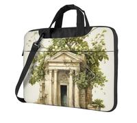 Bâtiment antique avec branche d'olivier romaine et imprimé grec, sacs pratiques pour ordinateur portable, élégants et protecteurs, style unique, Noir , 13 inch