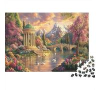 Bâtiment Classique Dôme Bord du Lac Puzzle 1000 Pièces Papier Puzzle pour Adultes Paysage Tranquille Jeu en Famille Décoration Relax Cadeau 38x26cm/1000pcs