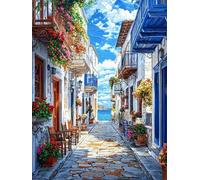 bâtiment Diamond Painting Pots de fleurs, Peinture Numero Adulte Canevas Kit Complet, Loisirs Créatifs, Point de Croix Cristal Painting pour Adultes Débutants, Murale Maison Décoration 50x60cm O-395