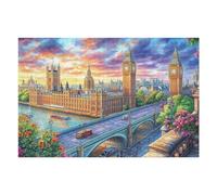 Bâtiment du Parlement londonien 1000 Pieces Casse-tête pour Ado en Carton Haute Densité Épais Facile Débutant Jeu De Société Soirée Entre Amis Cadeau Fête des Pères 1000 PCS