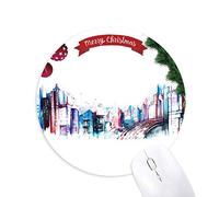 bâtiment moderne gratte - ciel aquarelle tapis de souris en caoutchouc de sapin de noël