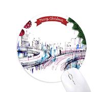 bâtiment moderne gratte - ciel viaduc tapis de souris en caoutchouc de sapin de noël