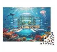 Bâtiment Moderne sous Marin Puzzle 1000 Pièces Papier pour Adultes Scène Corail Marin Jeu de Famille Décoration Maison 70x50cm/1000pcs