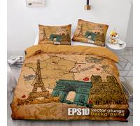 Bâtiments Célèbres À Paris Tour Eiffel Cathédrale Notre Dame Parure De Lit Impression 3d Housse De Couette Confortable Taie D'oreiller Housse De Couette Double King Drap Housse De
