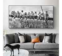 Bâtiments de la ville en noir et blanc Peinture sur toile Gratte-ciel Travailleurs Affiche et impressions Wall Art Image pour Rome Decor Home 70x140cm (28x55inch) Sans cadre