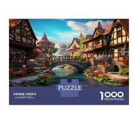 Bâtiments Puzzle 1000 Pièces Adulte sans Poussière, Puzzle Difficile Ville du canalénigme De Compétence Logique pour Une Activité Zen, Puzzle Cadeau d'anniversaire 52x38cm/1000pcs