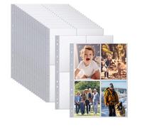 BATINO 40Pack 320 Pochettes Photo A4, Pochettes Transparentes pour Photos, Pochette Plastique A4, 4 Compartiments, Double Face, Classeur Photo Recharge pour Album Photo Pochette Carte Postale