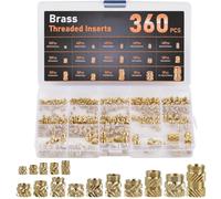 BATINO Lot de 360 inserts filetés M2 M2.5 M3 M4 M5 M6 - Inserts filetés - Impression 3D - Écrous à sertir en laiton - Douilles filetées - Écrous moletés pour pièces d'impression 3D - Pièces en