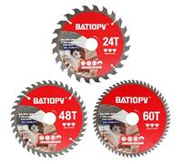 BATIOPV Lame de scie circulaire 190 x 30 mm (24/48/60 dents) 3 pièces. pour bois, panneaux de particules, contreplaqué, bois dur, etc. Compatible avec Dewalt Makita Bosch