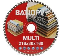 BATIOPV Lame de Scie Circulaire 216 x 30 mm - Idéale pour le métal (acier doux, fer, aluminium, tubes) 60 dents - Disque scie circulaire 216 Compatible Bosch, Makita, Einhell