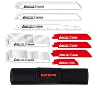 BATIOPV Lot de 32 Lames de Scie Sabre Universelles Pour Bois, Métal, Plastique Accessoires de Coupe avec Sacoche de Rangement Compatible avec Bosch, Makita, Dewalt, Einhell