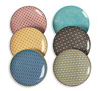 Batitie Assiettes Plates Porcelaine Assiette Plate - Lot de 6 Service Table en Ceramique 25 cm Set Couleur Vintage Design Grand Plat à Dîner Cuisine pour Lave Vaisselle et Micro Onde