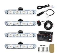 BATLAM 1 Jeu De Lumières LED Stroboscopiques pour Calandre De Voiture Ambulance 12V Police Flashing Lights with Switch Red Blue White Amber,Amber White