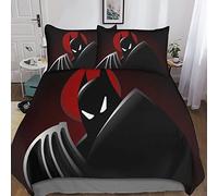 Batman 3D Housse De Couette avec Taie d'oreiller Heroes Parure De Lit avec Fermeture À Glissière Ensemble De Literie Convient Aux Adulte Enfant 3 Pièces King(220x240cm)