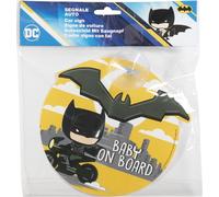« Enfant à bord », panneau de sécurité automobile « Baby on board », dessin DC Comics représentant le super-héros Batman, avec ventouse