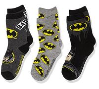 BATMAN Bat Signal 3 Pack Crew Socks Chaussettes décontractées, Noir Assorti, 6-8.5 (Lot de 3) Garçon