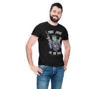 BATMAN Legend Icon Officielle DC T-Shirt pour Hommes The Joke is on You imprimé Coton Tee Shirt - Coupe Classique Manches Courtes col Rond - vêtements décontractés élégants,Black_M