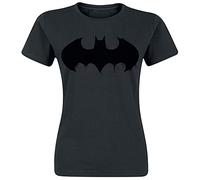 Batman Logo Femme T-Shirt Manches Courtes Noir S 100% Coton Slim Fit