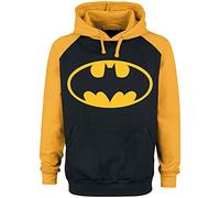 Batman Logo Homme Sweat-Shirt à Capuche Noir/Jaune M 80% Coton, 20% Polyester Regular/Coupe Standard