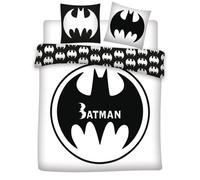 Aymax Parure de lit double Batman Logo Housse 240x220 cm + 2 taies 65x65 cm Polycoton Noir et blanc
