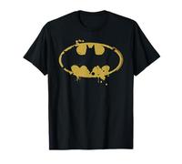 Batman Logo Splash Emblème Graffiti Jaune sur Noir T-Shirt