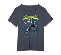 Batman Nightwing T-Shirt, Femme Grandes Tailles, Bleu Chiné, 2X