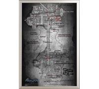 Batman - Poster - Arkham Origins - Map + cadre amovible, Shinsuke® Maxi aluminium argenté, vitre acrylique
