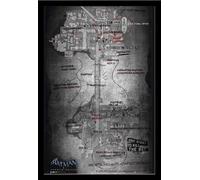 Batman - Poster - Arkham Origins - Map + cadre amovible, Shinsuke® Maxi MDF noir, vitre acrylique