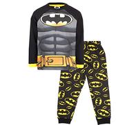 BATMAN - Pyjama pour enfant - Noir à manches longues - Vêtement de nuit 100 % coton - Produit officiel, Noir , 8-9 Years
